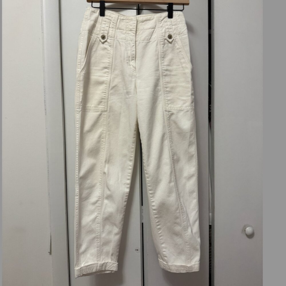 Reiss, High Waisted White Jeans, UK Size 8 / US Size 4